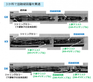 図２(a)　炉心中央から採集されたボーリングサンプルの外観 [2]