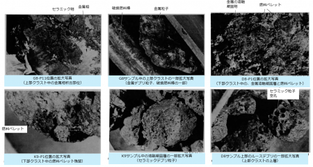 図３(a)　溶融凝固層、上下クラスト層から回収されたデブリ粒子 [2]　