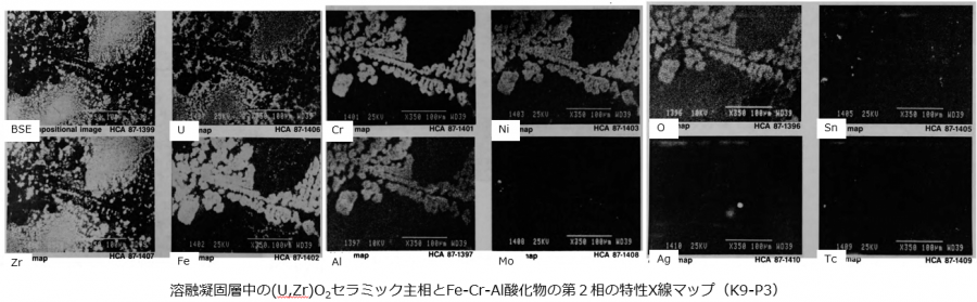 図14 セラミックデブリ粒子中の相境界の特性X線マップ [2]