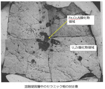 図13(a) 溶融凝固層中のセラミックデブリ粒子の断面金相 [2]