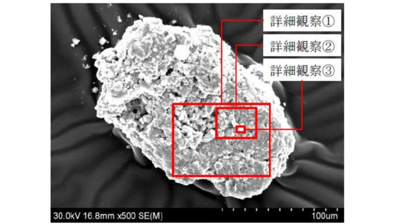 図3　詳細観察①～③の範囲及び拡大FE-SEM像