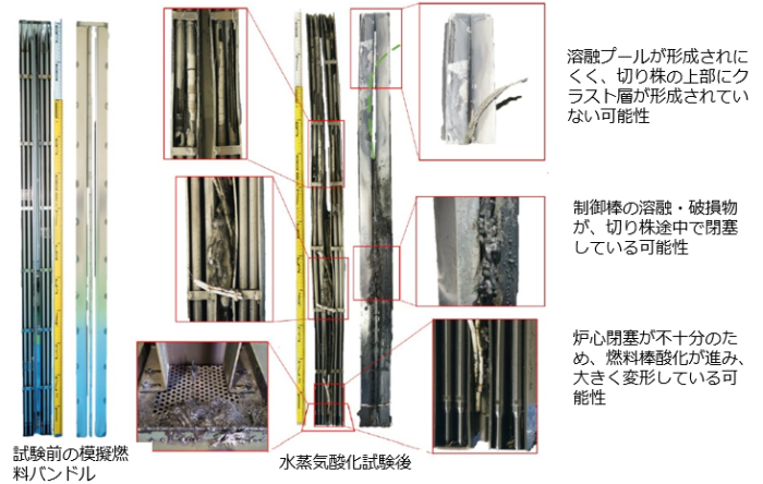 図２　JAEAの模擬制御棒ブレード崩落試験で観測された閉塞部の様子[1]