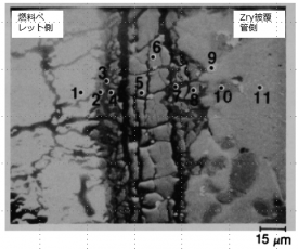 図５(b)　1E粒子の燃料ペレット/Zry被覆管界面の拡大BSI